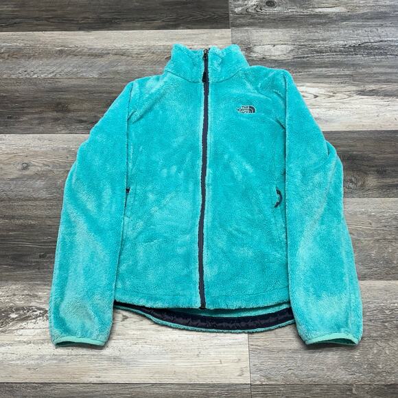 TNF The North Face Osito Blue Gray Womens M Mock Neck Cozy Fuzzy‎ Fleece Jacket - Picture 1 of 10